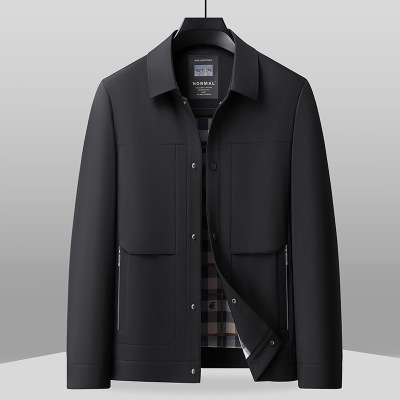 新款爸爸装春季翻领夹克中老年男式外套40-50岁中年服装男大码_1