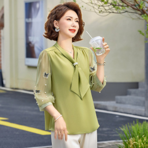 轻薄款中老年女装时尚简约中年妈妈装上衣套头款夏季小衫40-50岁