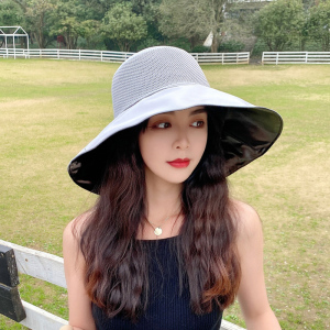 慕熙威尔 帽子女夏季遮阳帽网眼透气潮流防晒帽渔夫帽户外出游旅行登山太阳帽可折叠大帽檐盆帽