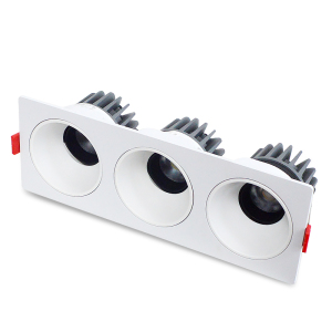 LED射灯 防眩光 嵌入式 白架+白杯-三头15W*3白光