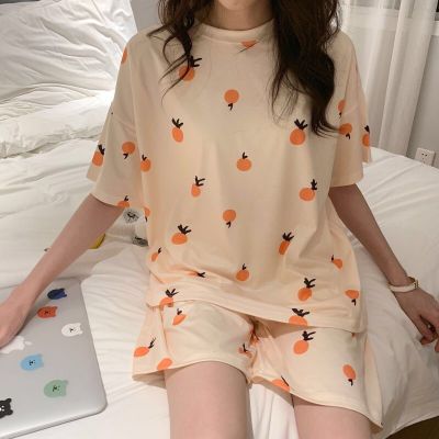 夏季睡衣女学生ins韩版宽松可爱卡通休闲短袖短裤家居服两件套装青戈