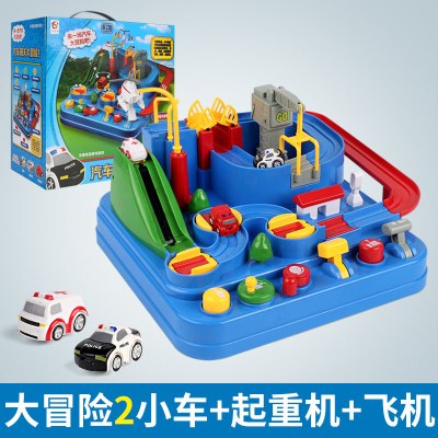 汽车大冒险小火车轨道车停车场抖音玩具男早教儿童男孩闯关汽车大冒险(2小车+飞机)彩盒装官方标配