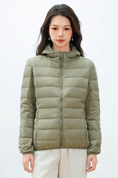 女式90绒女装连帽带帽无缝压胶羽绒服短款大码外套