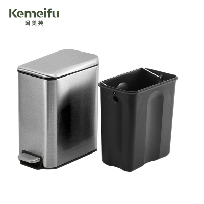 珂美芙 长方形不锈钢脚踏垃圾桶 5L 个