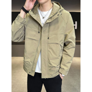 连帽外套男士秋冬款新款工装潮流个性休闲宽松夹克上衣冲锋衣