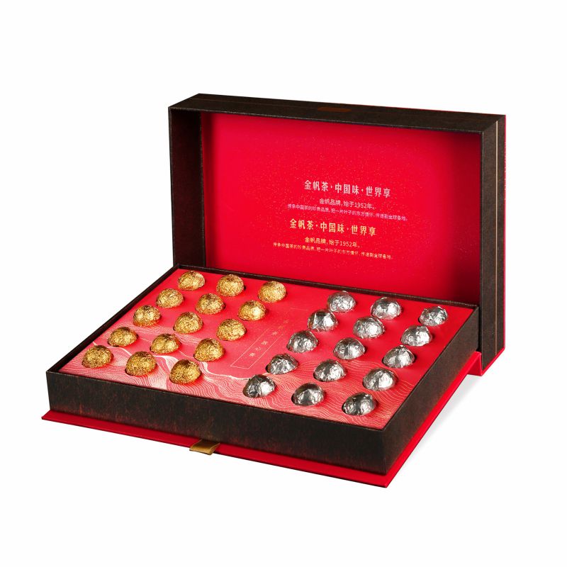 金帆牌(GOLDEN SAIL BRAND)金帆茶叶团圆龙珠礼盒(生+熟茶)240克