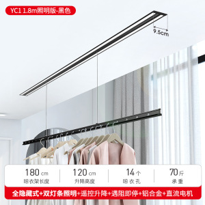 盼盼电动隐形晾衣架遥控自动升降隐藏式晾衣杆照明YC1