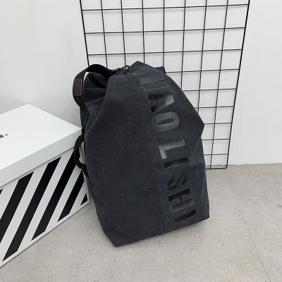 NEWLAKE大容量男士双肩包简约复古轻便旅行水桶帆布背包男大学生休闲书包旅行包