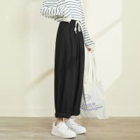 [2.5折价86.7元叠加优惠券]唐狮休闲裤女春夏新款高腰显瘦日系宽松萝卜直筒阔腿九分裤子