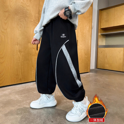 男童秋冬款裤子加绒加厚新款儿童卫裤中大童冬季运动一体绒潮