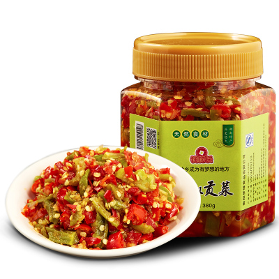 2瓶湖南特产剁椒贡菜脆椒农家自制辣椒酱下饭菜开胃菜香辣均码
