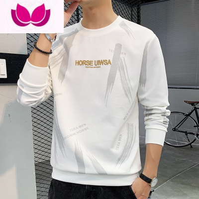 七斓男士圆领卫衣款宽松潮流百搭男生薄款无帽春季长袖t恤上衣服