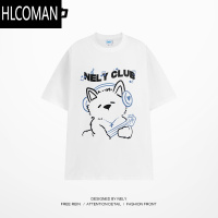 HLCOMAN夏季短袖t恤情侣国潮宽松t恤男女潮牌小熊印花ins体恤衫潮牌