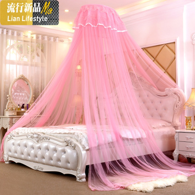 新款宫廷蚊帐公主风圆顶落地免安装1.8吊顶1.5加大宿舍家用加厚密 三维工匠