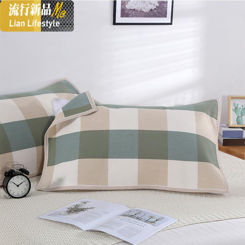 棉老粗布枕巾透气吸汗四季通用一对装 三维工匠