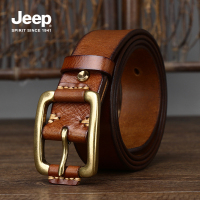 JEEP SPIRIT吉普皮带男真皮头层牛皮覆工铜扣做旧工装牛仔裤腰带