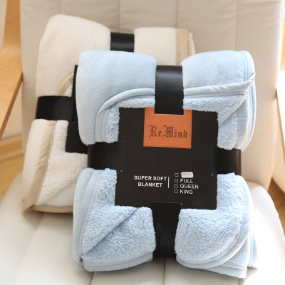 冬季加厚毛毯被子盖毯单人双人纯色法兰绒羊羔绒双层午睡沙发毯