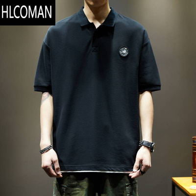HLCOMAN夏季假衫男短袖T恤男宽松大码上衣美式休闲有领po衫潮