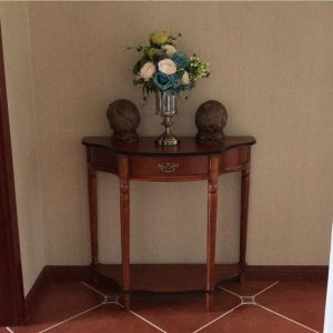美式玄关桌 欧式玄关桌 沙发背几厅实木半圆玄关台玄关柜