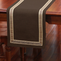 美式桌旗新中式茶旗布禅意席茶几桌布现代简约北欧床旗餐桌茶桌布 深咖色 33*200CM(适合1.4米餐桌或茶桌)
