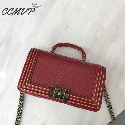 CCMVP品牌自营质量保证-CCMVP休闲品牌蛇纹手提秋季新款复古链条辣妈单肩斜挎百搭女