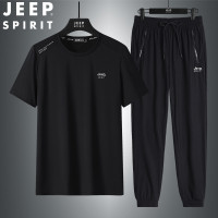JEEP SPIRIT冰丝男装套装短袖裤子夏季潮流速干束脚户外