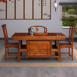 森美人实桌椅组合功夫茶台桌榆几中式茶艺桌办公茶桌1006 1.5米茶桌组装