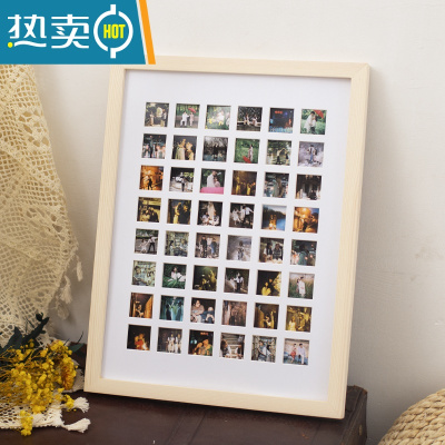 敬平48/100九宫格情侣闺蜜diy相框创意摆台挂墙定制生日礼物照片结婚 原木色+48宫格[33*43*3CM] 宫格相