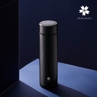 AKAW日本品牌智能测温保温杯带温度显示水杯大容量泡茶杯480mlAK-IN48三色可选经典黑色-480ML智能保温杯1