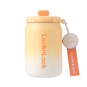 乐扣乐扣 炫彩菱纹咖啡杯350ml 渐橙 LHC6770FU搭配潮流提绳