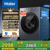 海尔(Haier)初色系列 12公斤 变频 滚筒洗衣机 超薄 巴氏除菌 大筒径 1.21洗净比 XQG120-L52D1