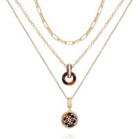 盖尔斯(GUESS)女士两层叠戴水晶芝麻纹项链金色调百搭休闲正装潮款