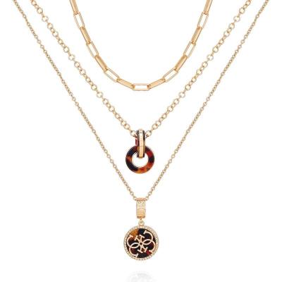 盖尔斯(GUESS)女士两层叠戴水晶芝麻纹项链金色调百搭休闲正装潮款