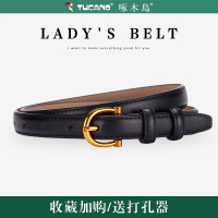 啄木鸟真皮皮带女士时尚潮牛仔裤百搭裤带装饰简约纯牛皮腰带女款
