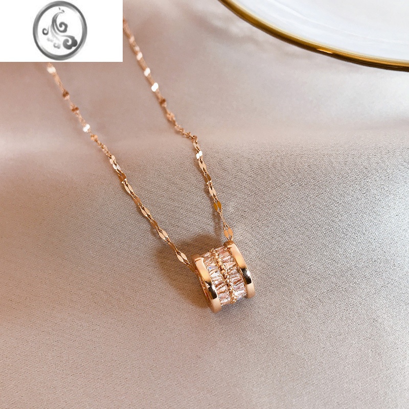 JiMi高级感大蛮腰吊坠女玫瑰金钛钢项链女气质小众轻奢饰品冷淡风