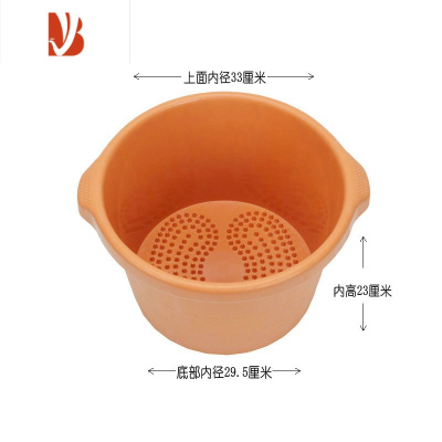 三维工匠加厚加高塑料泡脚桶按摩底洗脚盆足浴盆仿木桶家用加深牛筋保温桶