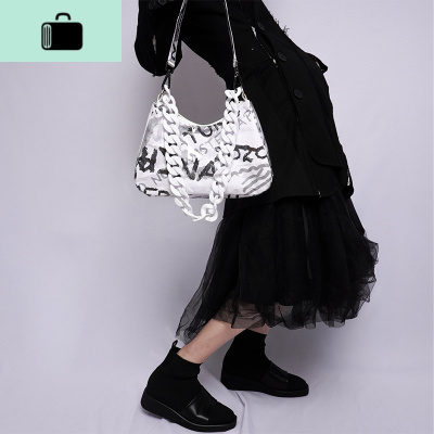 原创设计师涂鸦手工ins小众单肩手提腋下包手拎包NEW LAKE女士单肩包
