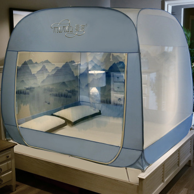 家柏饰(CORATED)免安装蚊帐拉链三开1.5m蒙古包1.8m米床双人家用儿童防摔床