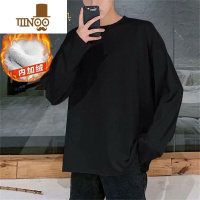 YANXU春长袖t恤男宽松加厚加绒卫衣纯白色内搭体恤打底衫上衣服