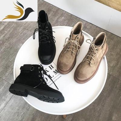 2019春季新款英伦风马丁靴女学生韩版百搭短筒冬平底粗跟红短靴_9