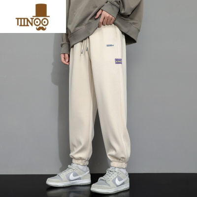 YANXU裤子男款夏季薄款冰丝2023新款束脚九分运动卫裤工装男士休闲长裤