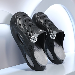 春夏季居家休闲懒人透气多色平底洞洞鞋舒适沙滩外穿男士懒人鞋