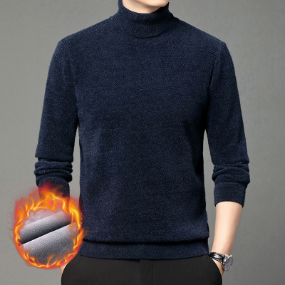 柔软加绒加厚雪貂毛高领保暖男士毛衣纯色青年男生高领针织打底衫