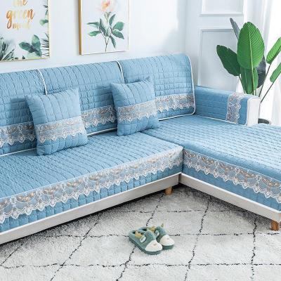 家柏饰(CORATED)四季通用防滑沙发垫坐垫子布艺全包萬能沙发套罩沙发盖布沙发巾 罗兰蓝灰 70*180cm