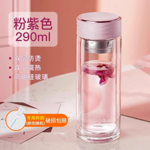 苏泊尔双层玻璃杯大容量家用便携高颜值女士茶水分离泡茶水杯子双层玻璃杯子男茶水分离泡茶杯耐高温办公室水杯新KC23GR10