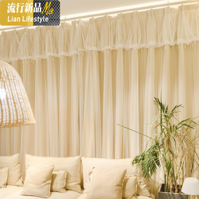 公主风遮光窗帘轻奢网红款ins飘窗卧室少女仙女白色北欧简约现代 三维工匠