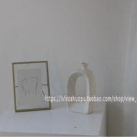 北欧ins素胚陶瓷花瓶干花花器民宿工作室咖啡馆摆件家居装饰 三维工匠 F款白色