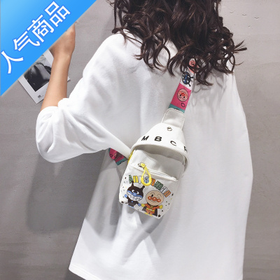 FENGHOU日系原宿印花帆布斜挎小包包2021新款潮ins可爱学生少女卡通胸包腰包男