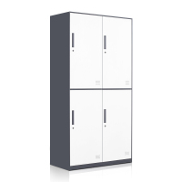 慧采云 办公家具优质钢制窄边套色四门办公柜铁皮柜更衣柜换衣柜子收纳柜储物柜900*500*1850mm