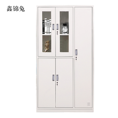 鑫锦兔钢制五门玻璃更衣柜员工柜铁皮职工储物柜带锁文件柜鞋柜资料柜子